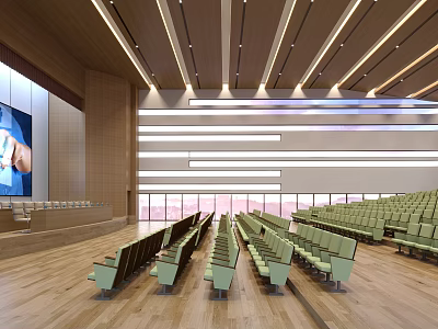 School Auditorium With Seats Large Screen And Modern Lighting 3d model