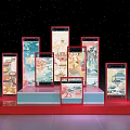 Traditional Photo Spot With Red Frame Display Boards Colorful Artwork And Starry Background