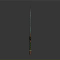 Fantasy Sword With Green White Striped Blade And Carved Brown Hilt