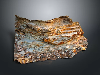 Natural Wood Stone with Layered Surface Texture and Rich Natural Decorative Patterns 3d model