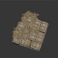 Structural Stone Masonry Architectural Component With Stacked Square Rough Textured Blocks