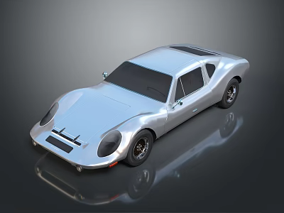 Sleek Silver Vintage Sports Car With Streamlined Body And Retro Design 3d model