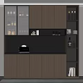 Modern Kitchen Interior With Wooden Cabinets Black Countertop Coffee Machine And Storage Shelves