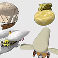 Colorful Amusement Rides Featuring Airship Sail Egg Shaped And Winged Designs