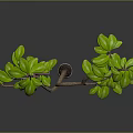 Green Leafy Plant With Brown Branches In Gray Pot For Indoor Decor