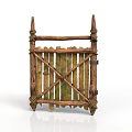 Rustic Wooden Gate With Spiked Tops Crossed Slats And Mossy Details