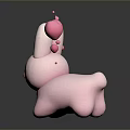 Cute Pink Rabbit Toy With Floppy Ears And Heart Shaped Bubbles