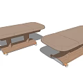 Sleek Wooden Frame Massage Table With Light Beige Cushion And Wheeled Base