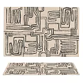 Modern Square Rug Interior Design With Geometric Black White Lines Pattern