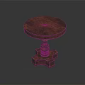 Classic Round Wooden Side Table With Ornate Carved Base And Solid Wood Construction
