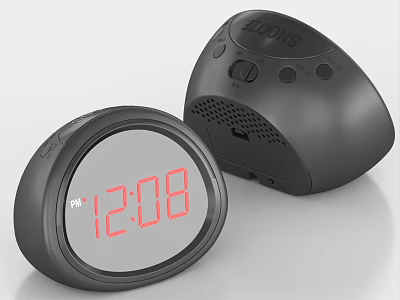 Modern Black Digital Alarm Clock With Red LED Display And Sleek Design 3d model