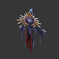Dual Sided View Of Fantasy Characters And Mythical Creatures With Halo Like Structures Golden Ornaments