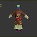 Traditional Chinese Costume Red Robe With Golden Dragon Patterns And Red Hat