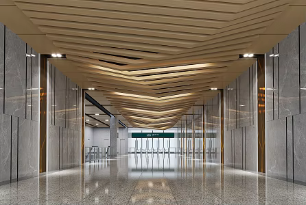 Railway station exit passage 3d model
