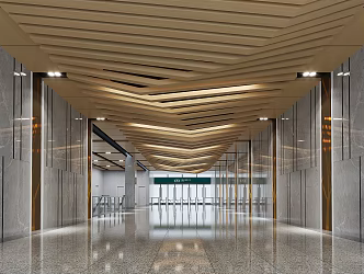Railway station exit passage 3d model