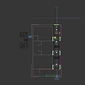 Long Dark Corridor With Ceiling Lights Framed Pictures Checkerboard Floor And Exit Sign