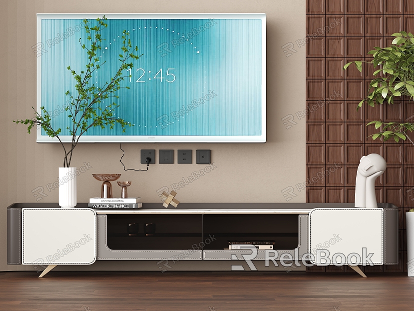 Modern TV Cabinet TV Green Plant model