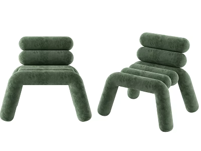 Green Velvet Accent Chair With Modern Curved Design Rounded Backrest And Legs 3d model