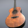 Acoustic Guitar With Natural Wood Grain Body Black Strings And Brown Finish