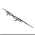 Medieval Decorative Spear With Ornate Curved Metal Blade And Wooden Handle