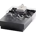 Modern Black Coffee Table With Sleek Surface And Decorative Wavy Top Design 3d model