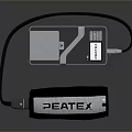 PEATEX Silver Box And Black Cylindrical Device With Brand Logo 3d model