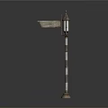 Vintage Wooden Signpost With Metal Lamp Post And Decorative Lantern For Outdoor Living