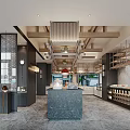 Elegant Modern Restaurant Interior With Open Dining Space Marble Bar Counter And Pendant Lighting