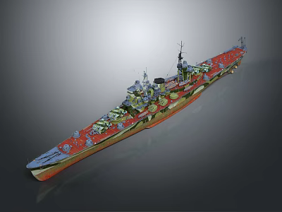 3D Model Of Warship Showing Detailed Interior Structure 3d model