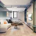 Hotel Guest Room Modern Interior With Comfortable Sofa Coffee Table TV Window And Wooden Flooring