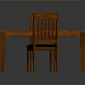 Rectangular Brown Wooden Dining Table With Two Backrest Chairs And Vertical Slats