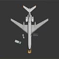 Toy Airplane Model Scene With Truck Van And Display Base