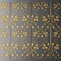 Elegant Decorative Partition With Intricate Golden Floral Patterns On Gray Background 3d model