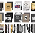 Various Books and Magazines with Art Design City Themes and Stacked