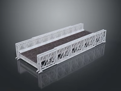 Truss Bridge Model With White Metal Structure Dark Deck And Railings Design 3d model