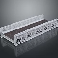 Truss Bridge Model With White Metal Structure Dark Deck And Railings Design
