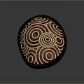Oval Artisanal Object With Carved Concentric Circle Patterns In Brown And Black 3d model