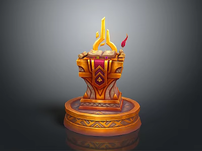 Intricate Functional Table with Golden Decorations Carved Base and Fantasy Design Elements 3d model