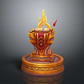 Intricate Functional Table with Golden Decorations Carved Base and Fantasy Design Elements