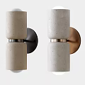 Modern Beige and Light Gray Concrete Wall Lamps with Cylindrical Shape and Black Brass Bases