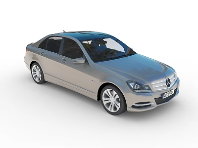 Silver Mercedes Benz Sedan With Modern Sleek Lines And Four Door Alloy Wheels 3d model
