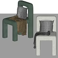 Modern Green and White Leisure Chairs with Gray Cushions and Brown Gray Blankets