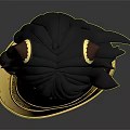 Cartoon Character With Cat Ears Black Hair Green Eyes In Brown Dress And Yellow Trim