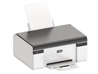 Epson Office Printer With White And Gray Modern Design And Paper Output 3d model
