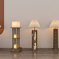 Modern Style Wooden Floor Lamps With Different Designs And White Fabric Shades And Warm Lighting