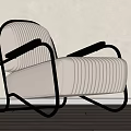 Modern Single Sofa With White Upholstery Black Metal Frame And Tufted Details For Living Room