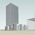 Twin High Rise Office Building With Modern Design And Landscaped Plaza Area