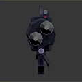 3D Model Rocket Launcher Weapon with Black White Body and Yellow Accents
