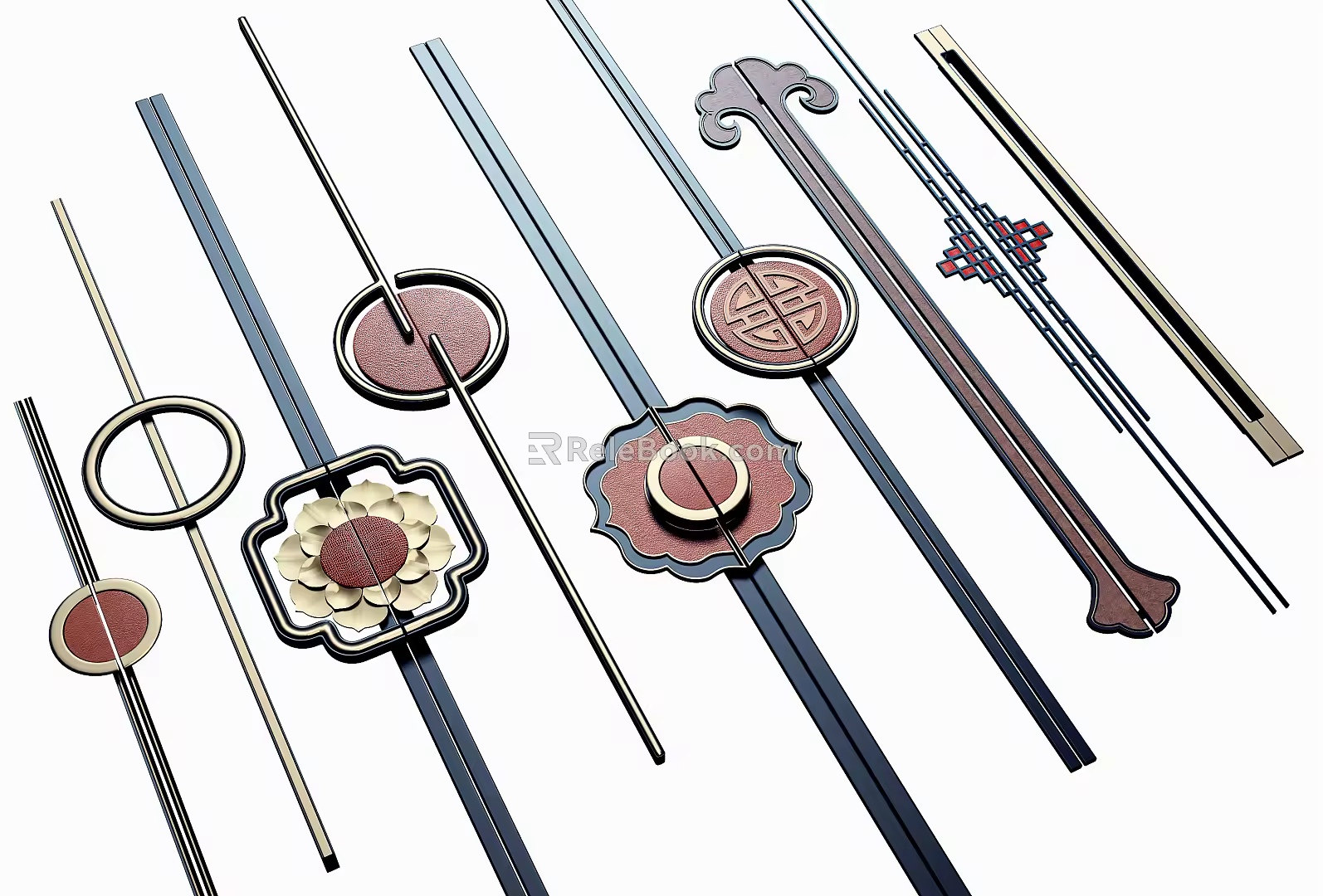 New Chinese Handle Long Handle 3d model