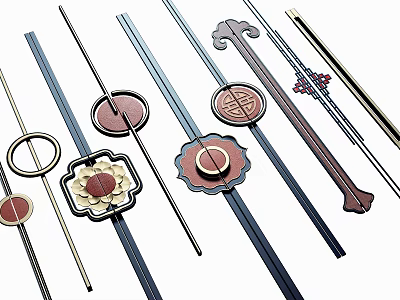 Decorative Furniture Handles With Various Traditional Floral Circular And Ornamental Designs 3d model